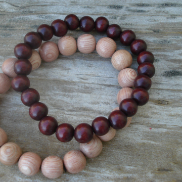 Wood Bracelet Duo (light natural & dark brown)