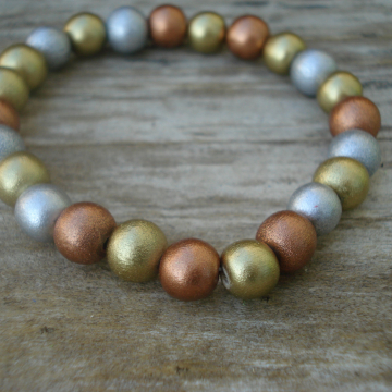 Wood Bracelet (metallic round)