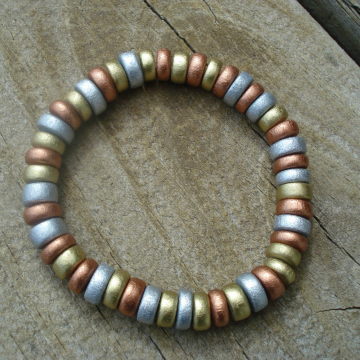 Wood Rondelle Candy bracelet (metallics)