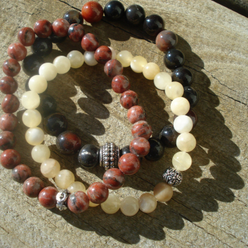 Bracelet Trio (jasper, calcite, agate)