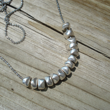 Silvertone or Brass Nugget KONO Necklace (silver or two tone)