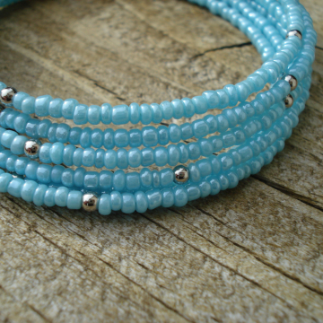 BRACELET (6 coil turquoise silver)