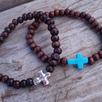 CROSS STRETCH BRACELET (rondelle + choice)