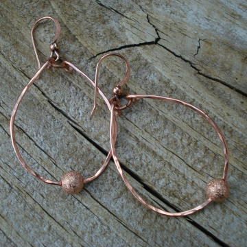 Medium Hammered Earrings with Starburst Ball