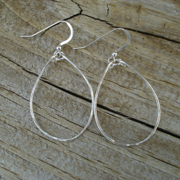 Medium Hammered Sterling Silver Hoops