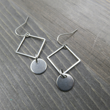 Upended Squares with Disc Earrings