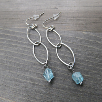 Gems on Double Oval Earrings - Apatite