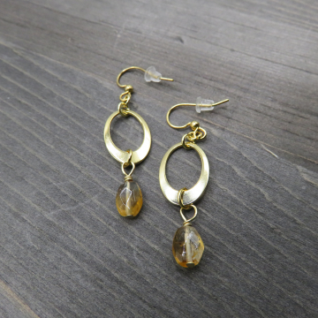 Oval on Oval Earrings  - Citrine