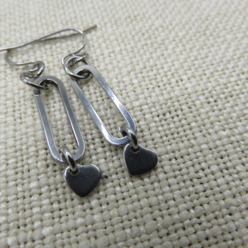 Oval with Heart Earrings