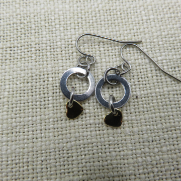 Circle with Heart Earrings