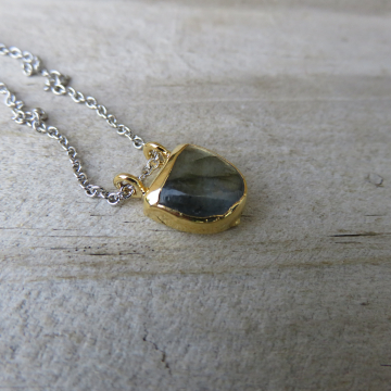Gold rimmed Labradorite Necklace